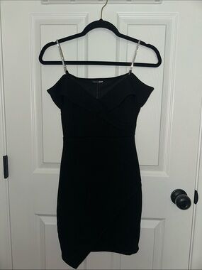 Fashion Nova Black Mini Dress with Rhinestone Straps NWT